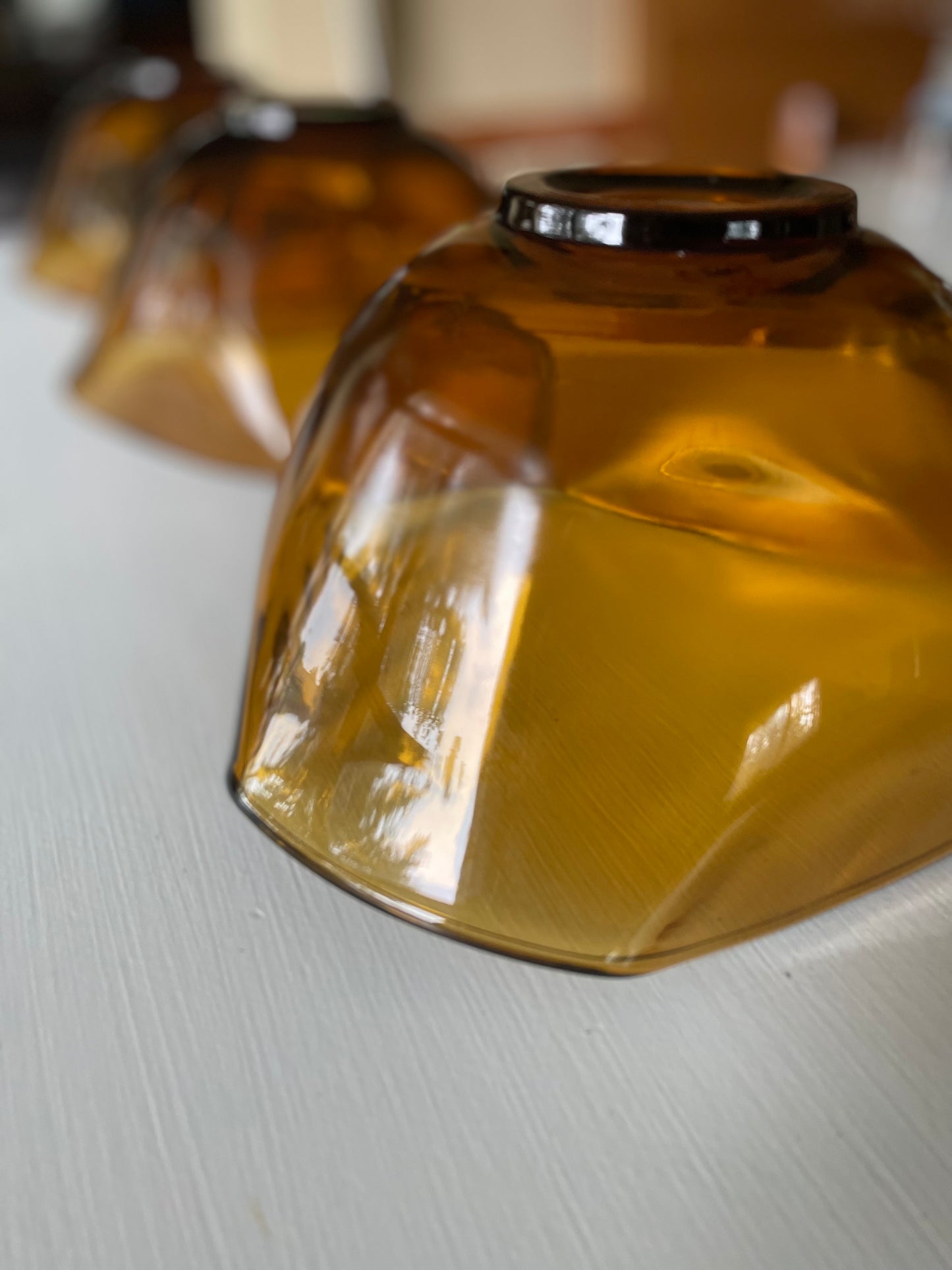 Amber Colored Glass Stackable Serving Bowls