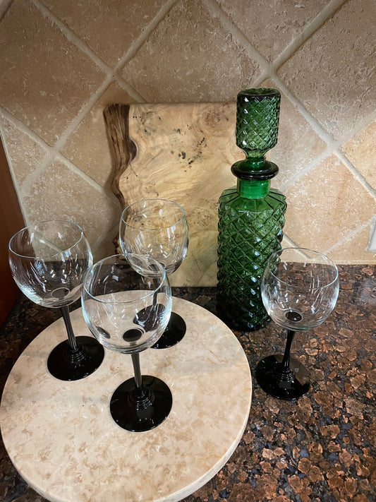 Luminarc Style Unmarked Vintage Black Stem Wine Glasses