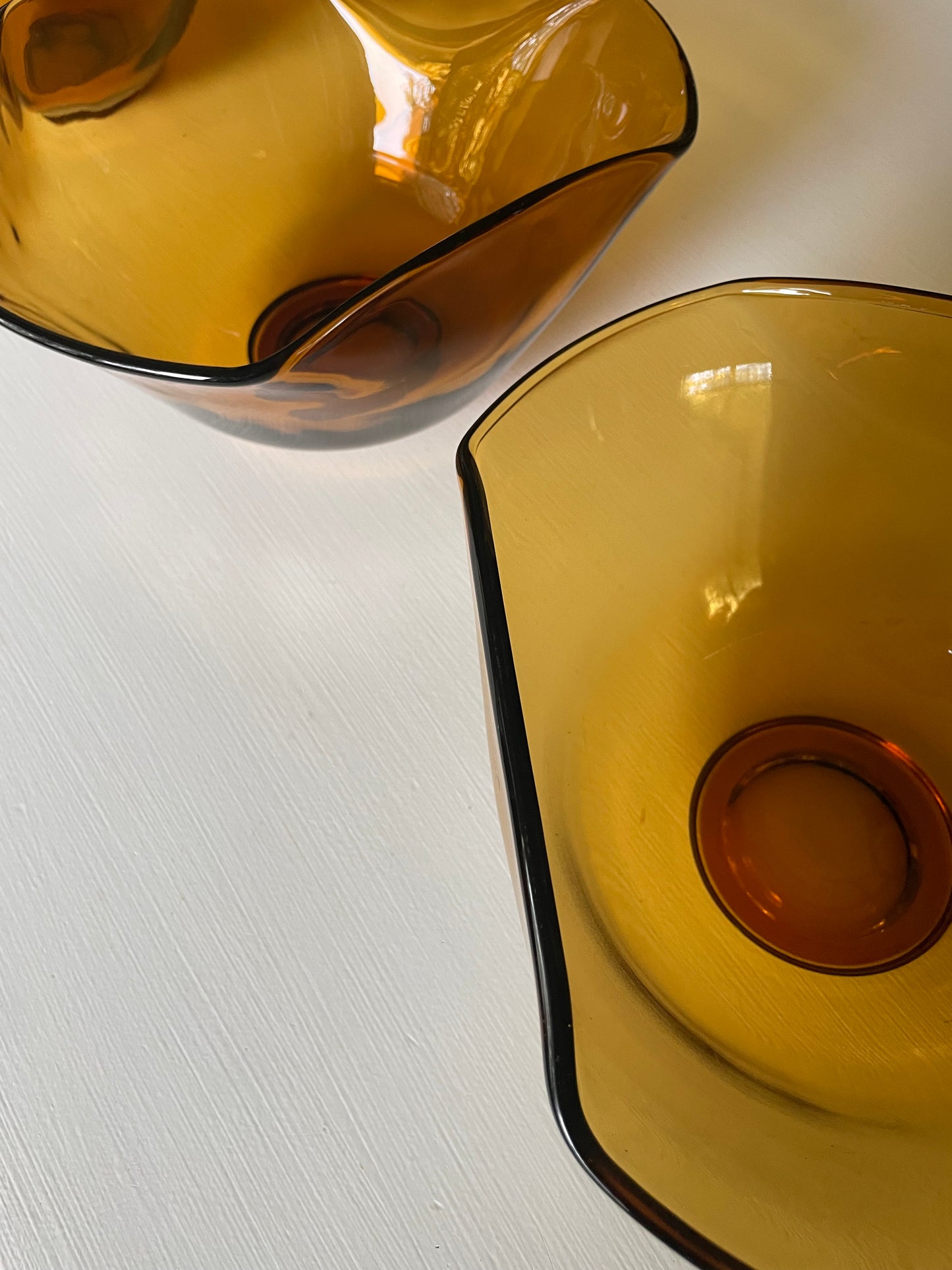 Amber Colored Glass Stackable Serving Bowls