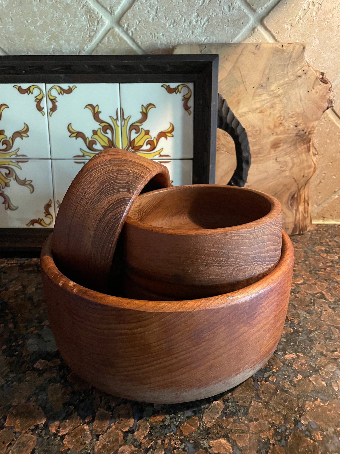 Vintage MCM Goodwood Teakwood Salad Bowl Set