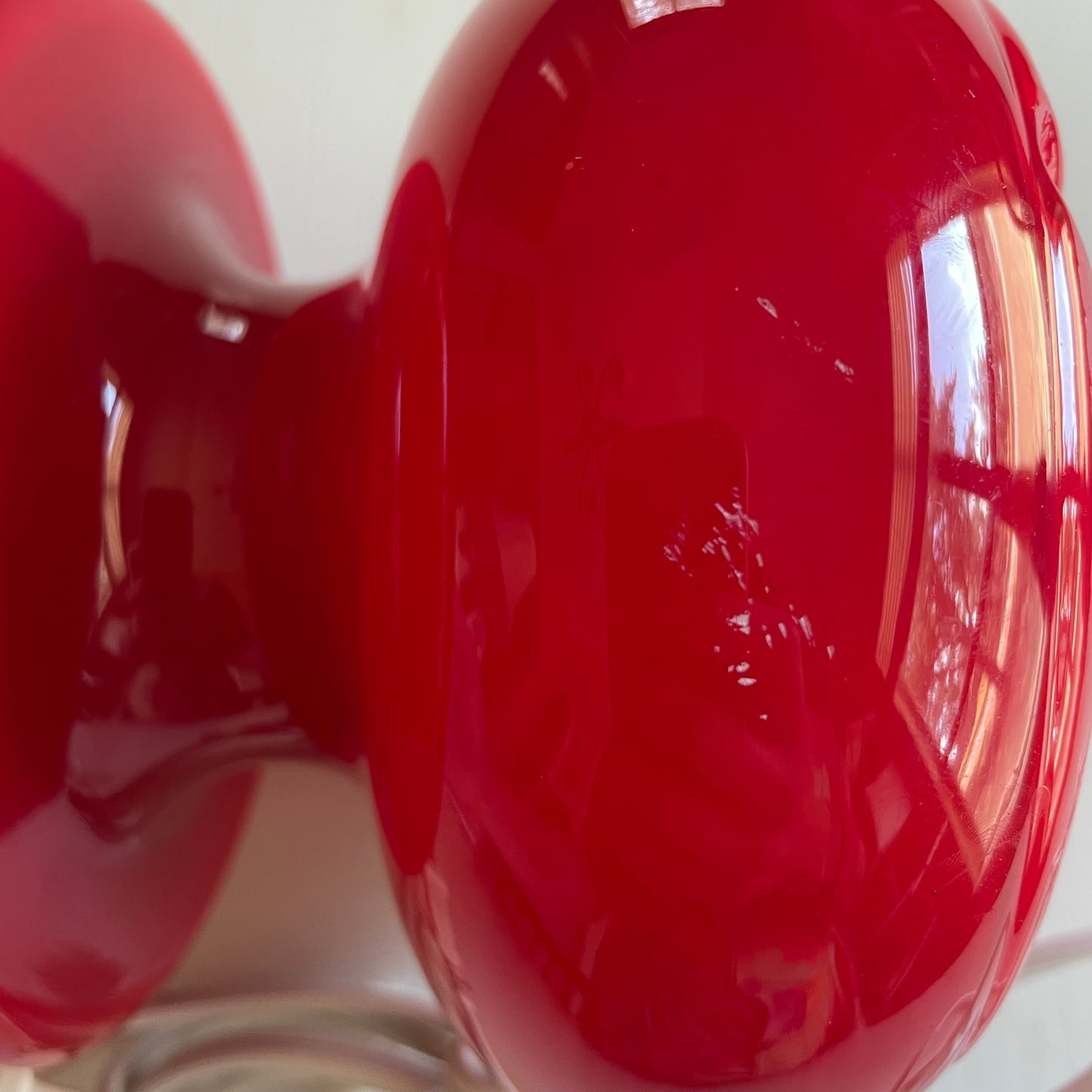 🍄 Vintage Red Ikea Lykta Glass Mushroom Lamp