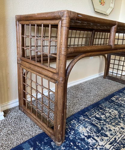 Boho Chic MCM Rattan/ Bamboo Console Table