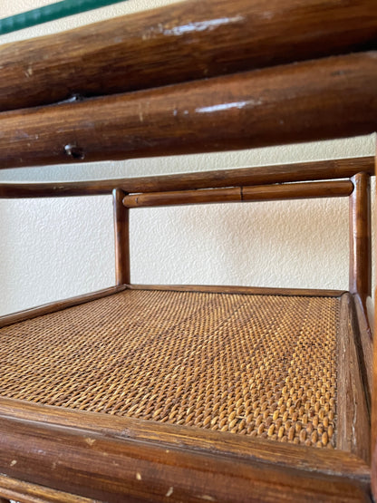 •1960s Vintage Rattan Bamboo Table•