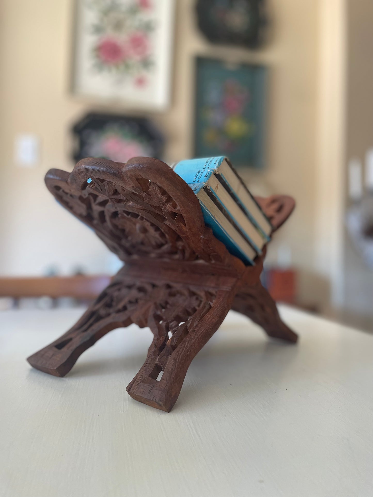 Hand Carved Wooden Book Holder