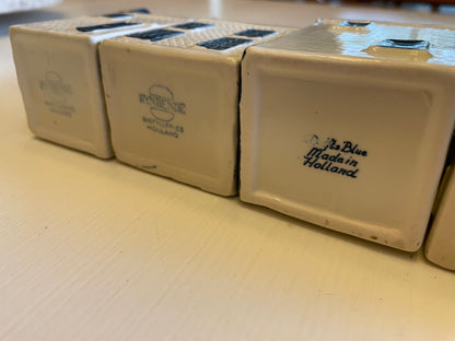 Rare KLM’s Delft Blue Miniature Houses. Collection Of Miniature Vintage KLM Houses.