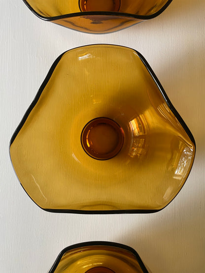 Amber Colored Glass Stackable Serving Bowls