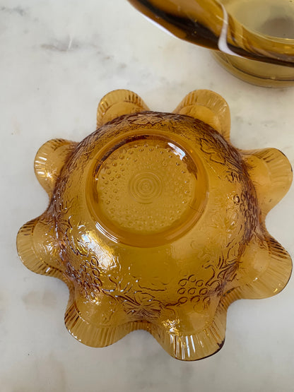 Amber Colored Glass Small Serving Bowl