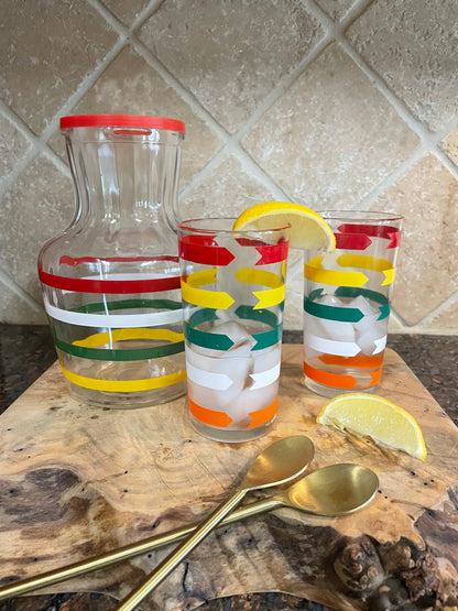 Vintage Flexeel Glass, Matching Carafe and Tumbler Set