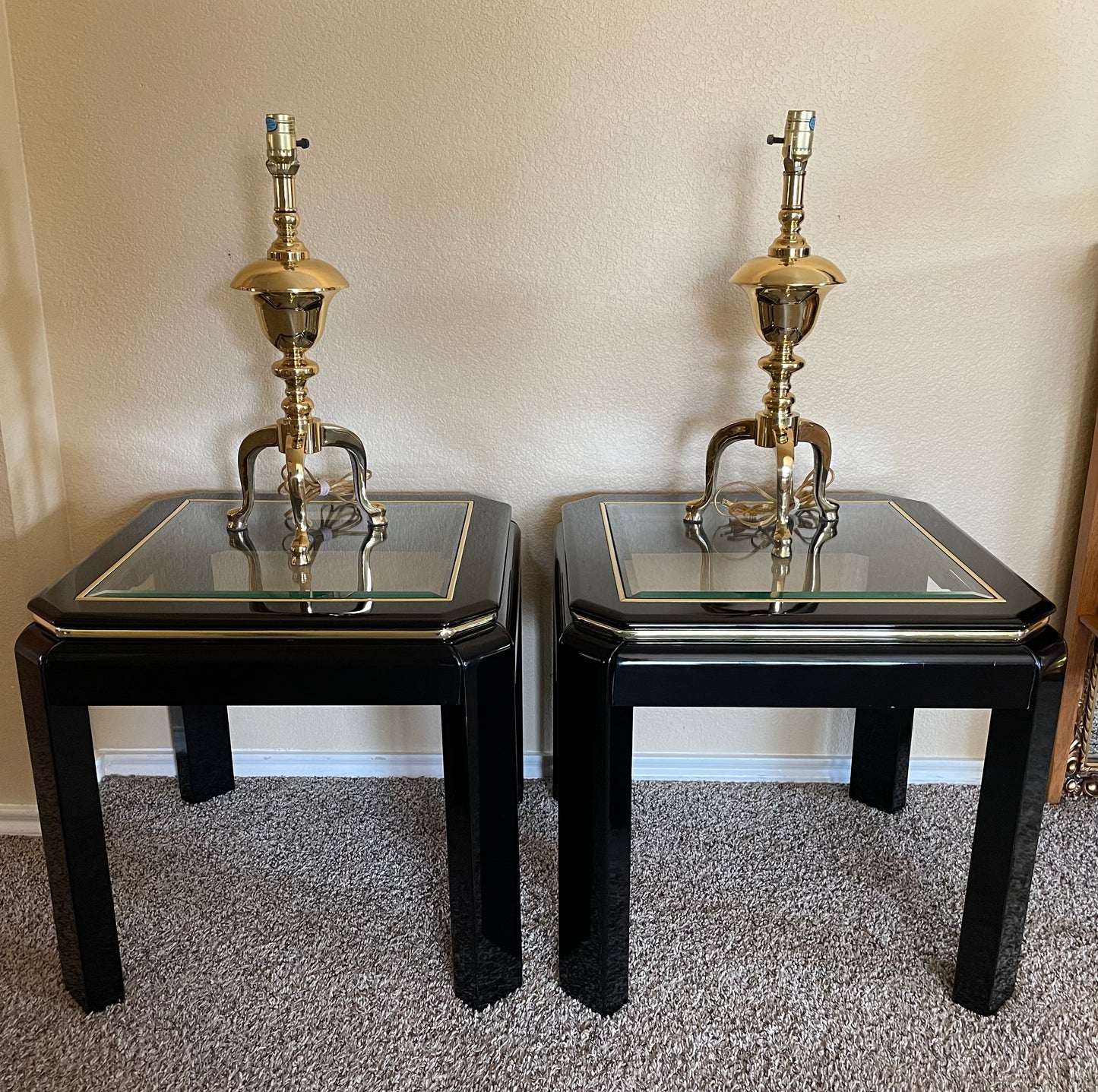 Brass Footed Candlestick Style Lamps