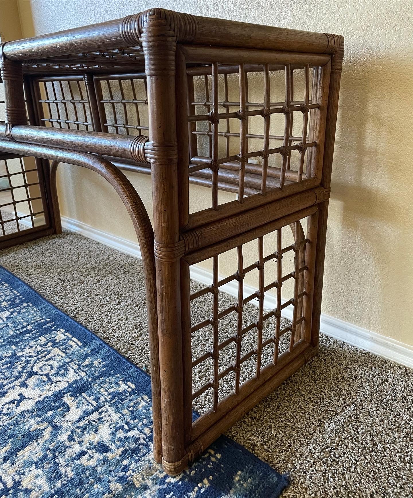 Boho Chic MCM Rattan/ Bamboo Console Table