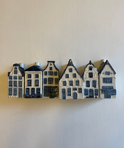 Rare KLM’s Delft Blue Miniature Houses. Collection Of Miniature Vintage KLM Houses.