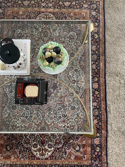 1960s Two Toned Chrome and Brass Footed Coffee Table