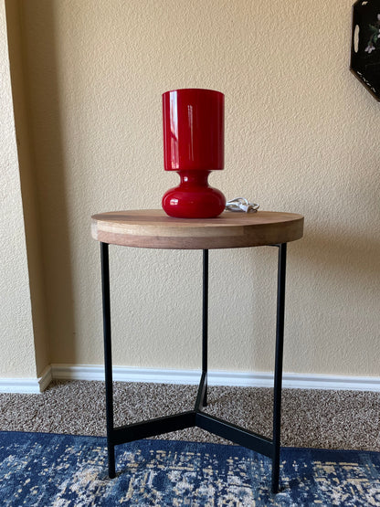 🍄 Vintage Red Ikea Lykta Glass Mushroom Lamp