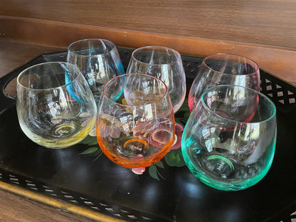 JoyJolt Colorful Set of Six Wine Glasses