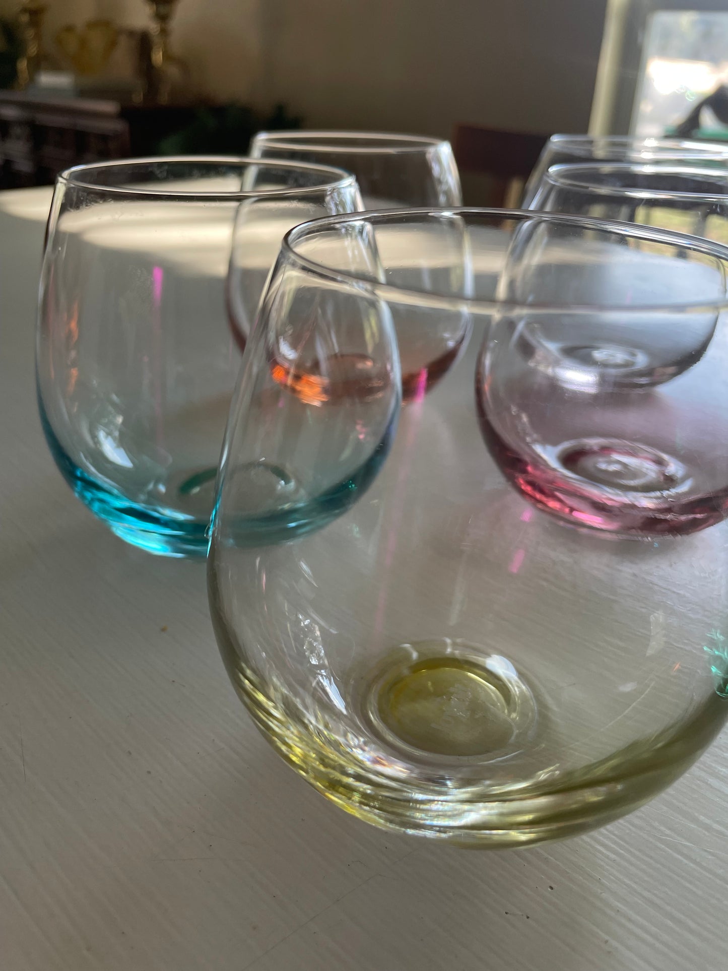 JoyJolt Colorful Set of Six Wine Glasses