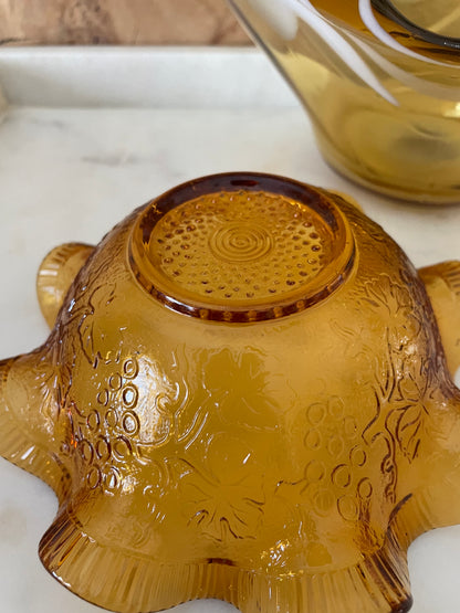 Amber Colored Glass Small Serving Bowl