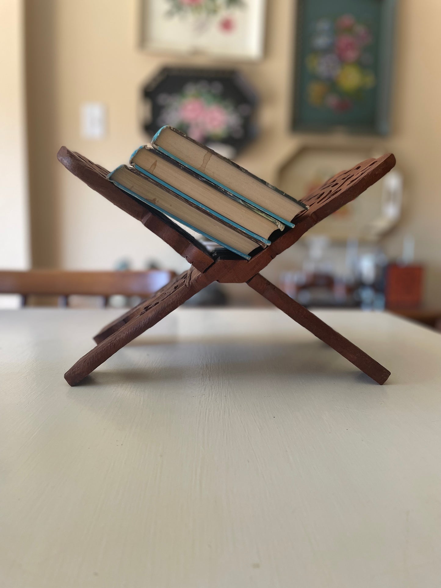 Hand Carved Wooden Book Holder