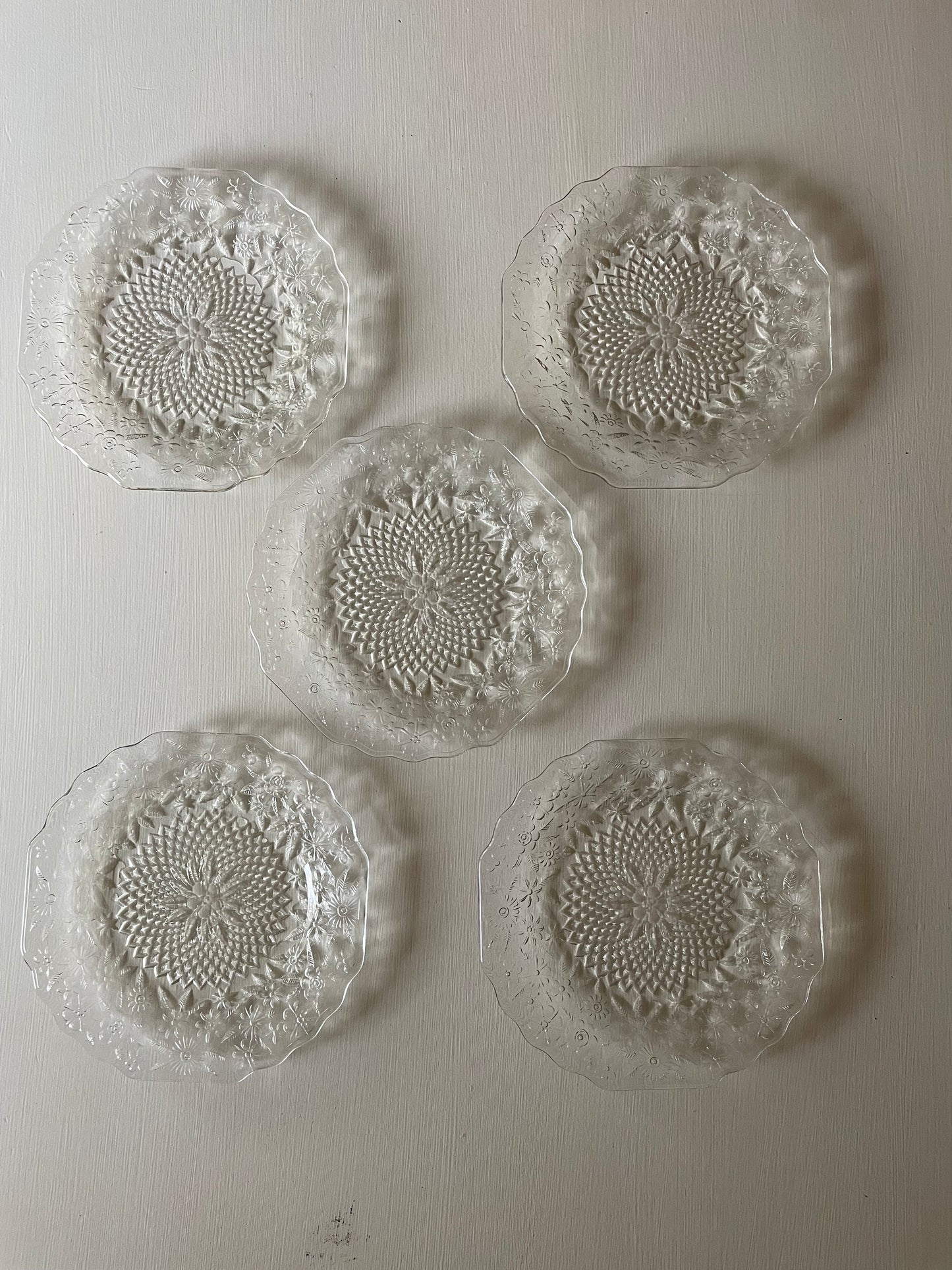 Anchor Hocking Glass Floral Plates.