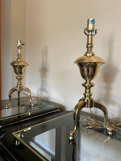 Brass Footed Candlestick Style Lamps