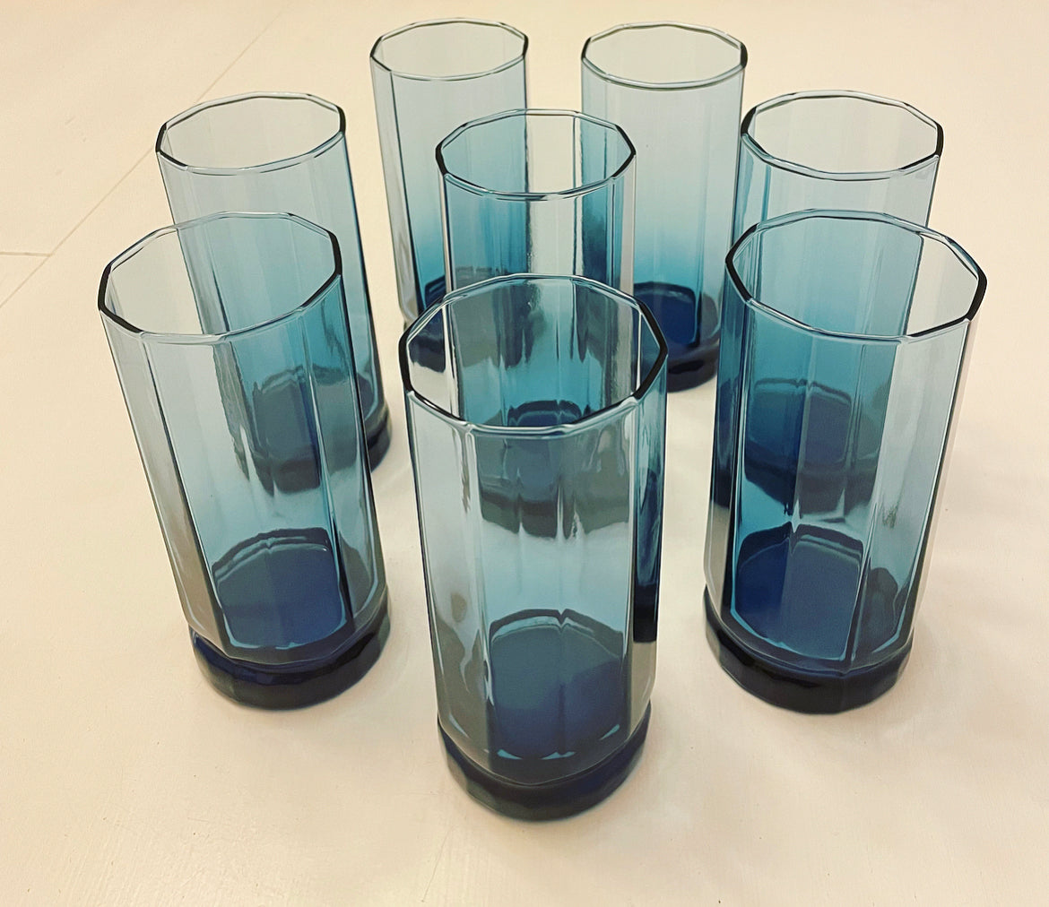 Vintage Cobalt Blue Essex Tumblers Set Of 8