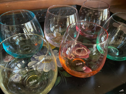 JoyJolt Colorful Set of Six Wine Glasses