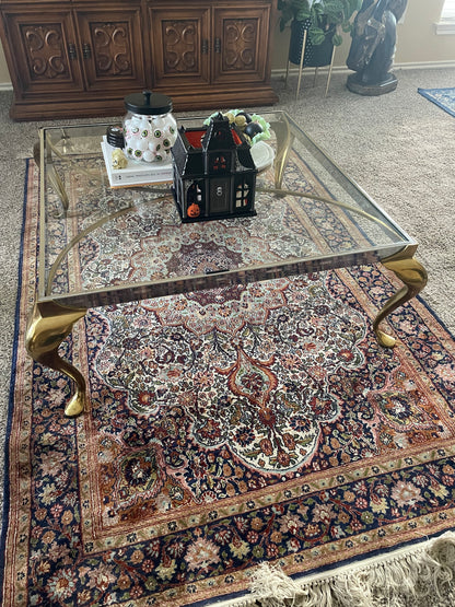 1960s Two Toned Chrome and Brass Footed Coffee Table