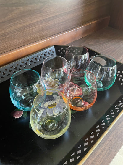 JoyJolt Colorful Set of Six Wine Glasses