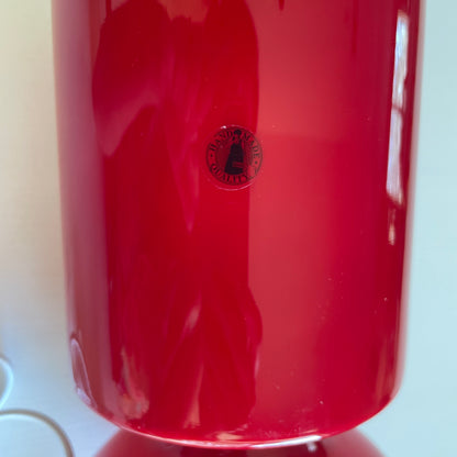 🍄 Vintage Red Ikea Lykta Glass Mushroom Lamp