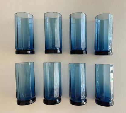 Vintage Cobalt Blue Essex Tumblers Set Of 8