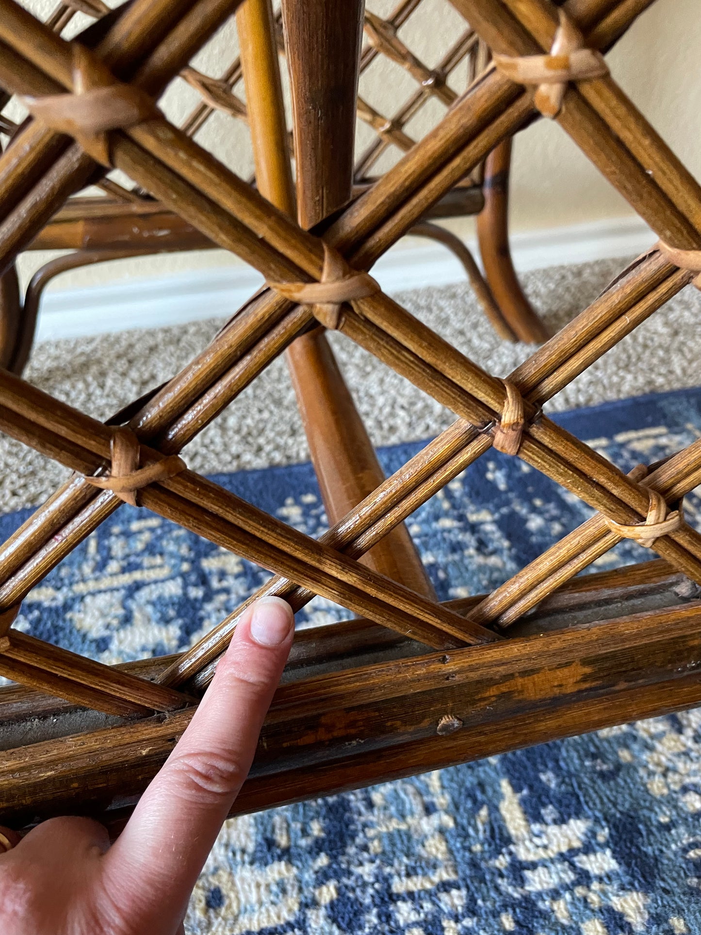 •1960s Vintage Rattan Bamboo Table•