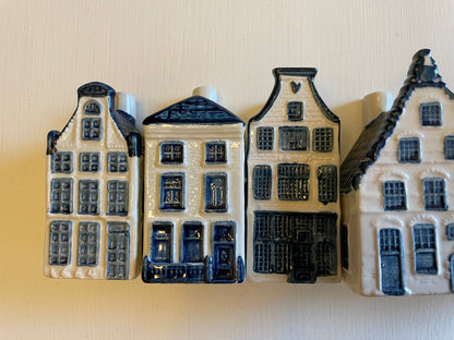 Rare KLM’s Delft Blue Miniature Houses. Collection Of Miniature Vintage KLM Houses.