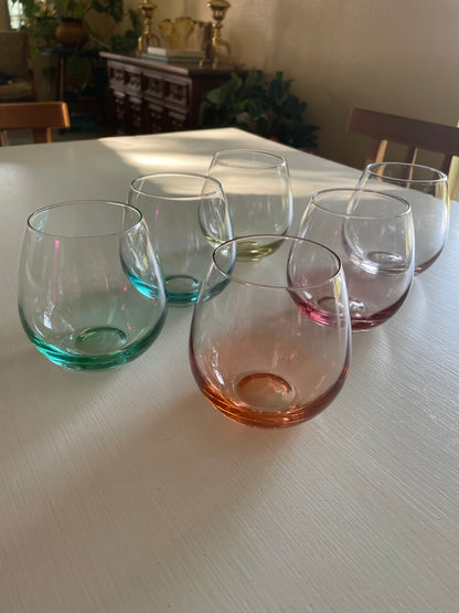 JoyJolt Colorful Set of Six Wine Glasses