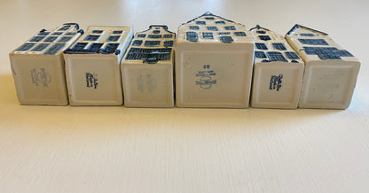 Rare KLM’s Delft Blue Miniature Houses. Collection Of Miniature Vintage KLM Houses.