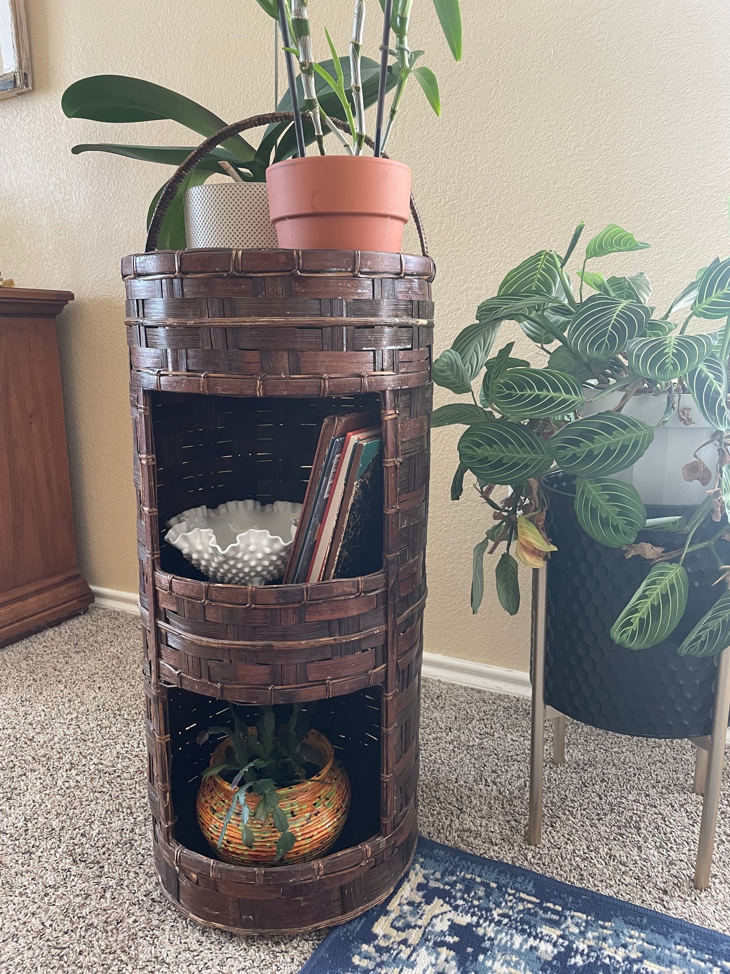 Three-Tier Wicker Shelf