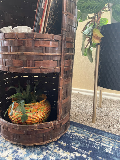 Three-Tier Wicker Shelf